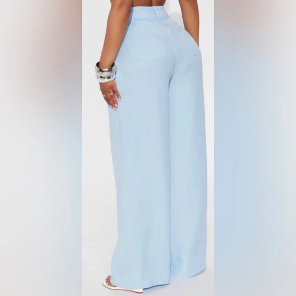 Fashion Nova Light Blue Wide-Leg Pants - Picture 2 of 2